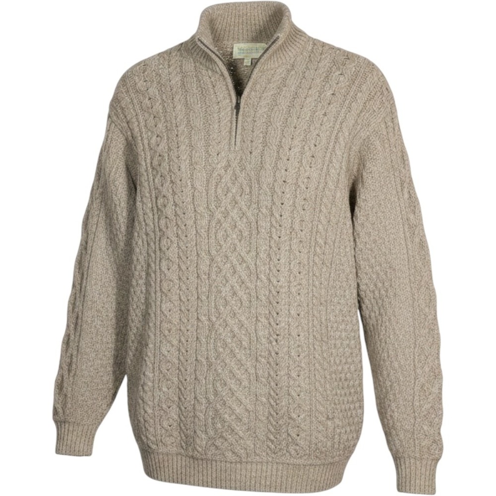 Kilronan Knitwear Merino Wool Aran Cable Knit Quarter Zip Women’s sweater XXL